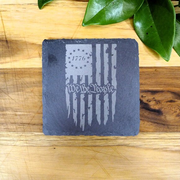 Patriotic Slate Coaster Set 1776 Coasters Slate Coasters- American Flag Coaster - Picture 6 of 16